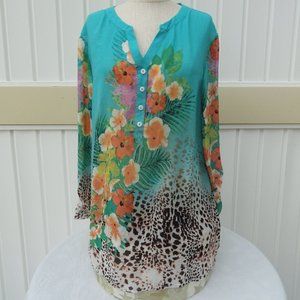 Soft Surroundings Size Large Leopard Flower Blouse